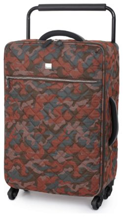 IT Luggage - Medium Quilted Camo 4 Wheel Suitcase - Brown